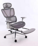 Black Bull Ergonomic Mesh Gaming & Office Chair with Footrest - White & Gray