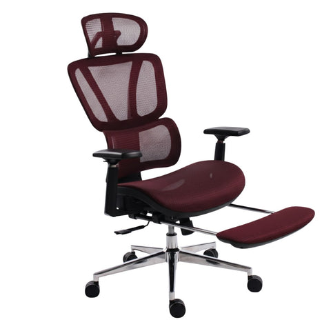 Black Bull Ergonomic Mesh Gaming & Office Chair with Footrest - Black & Red