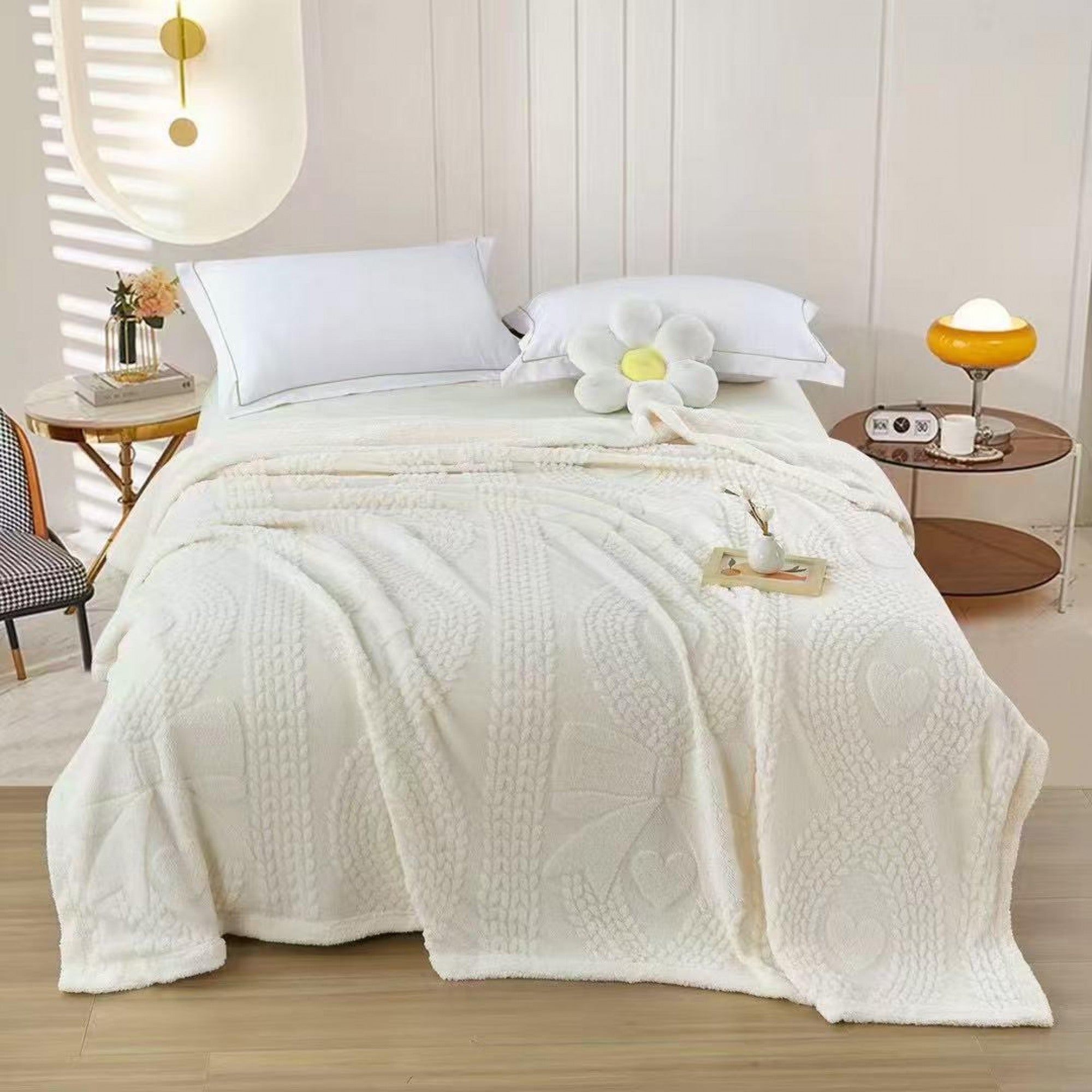 Premium Soft Sherpa Blanket with Zippered Cover, Abstract 3D Design, 200 × 230 cm