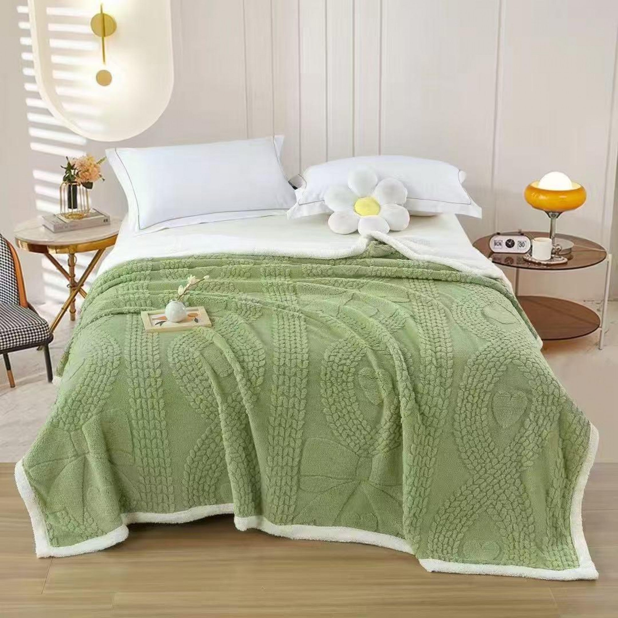 Premium Soft Sherpa Blanket with Zippered Cover, Abstract 3D Design, 200 × 230 cm