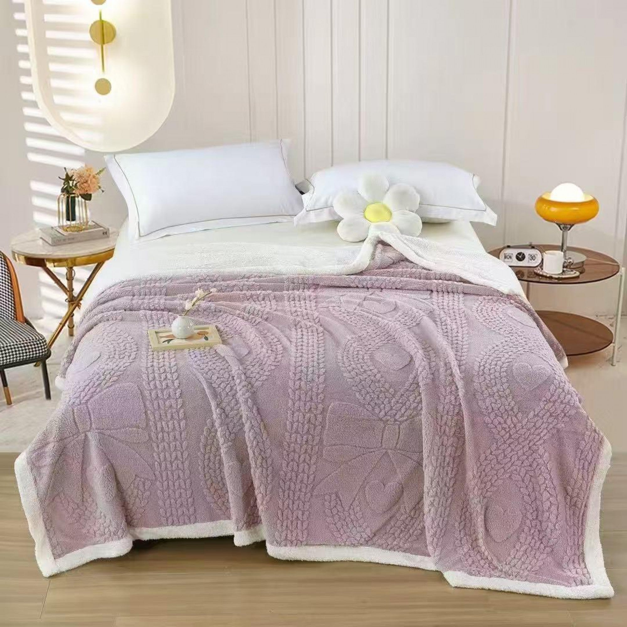 Premium Soft Sherpa Blanket with Zippered Cover, Abstract 3D Design, 200 × 230 cm