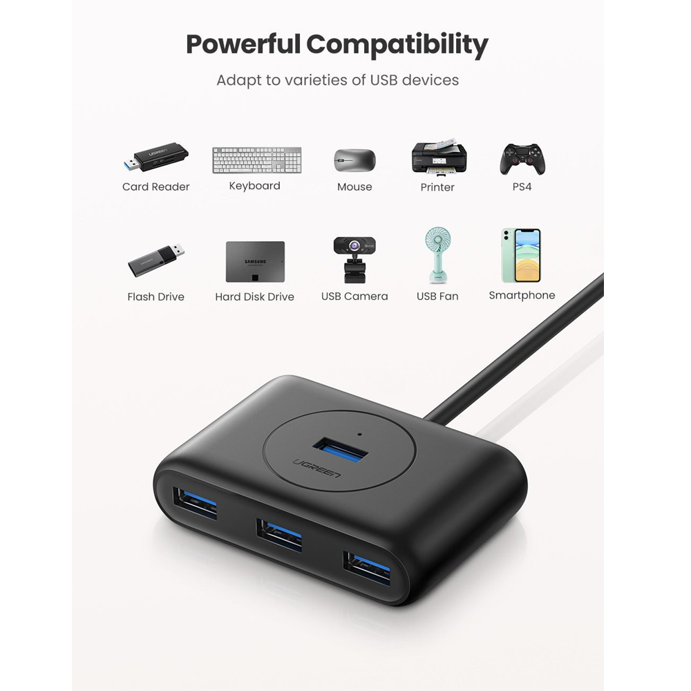 UGREEN USB 3.0 Hub 1m (Black)