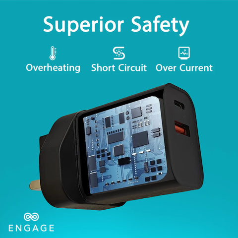 Engage, Dual Port GaN II Fast Adapter/Charger (30W) with Interchangeable Adapter