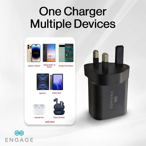 Engage, Dual Port GaN II Fast Adapter/Charger (30W) with Interchangeable Adapter