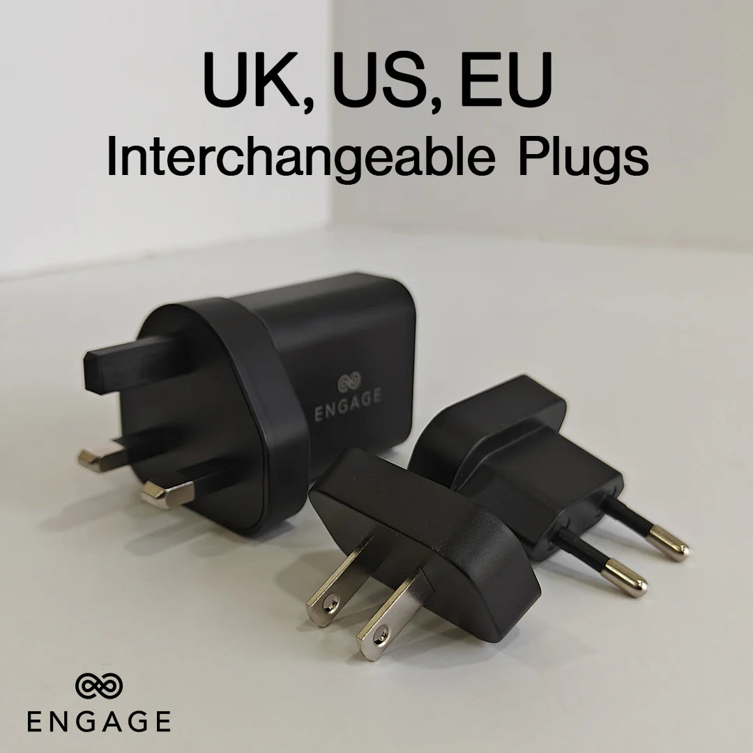 Engage, Dual Port GaN II Fast Adapter/Charger (30W) with Interchangeable Adapter