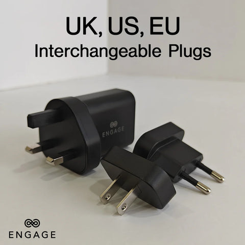 Engage, Dual Port GaN II Fast Adapter/Charger (30W) with Interchangeable Adapter