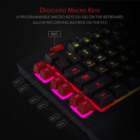 Redragon K512, Shiva RGB Backlit Membrane Wired Gaming Keyboard with Multimedia Keys