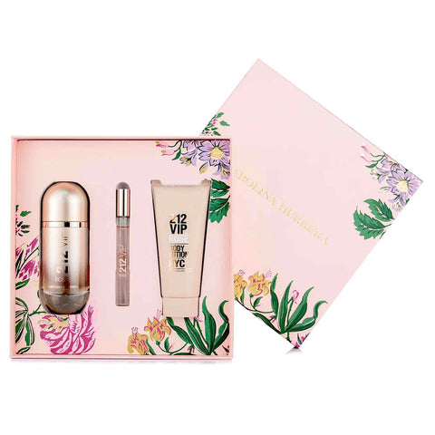 Carolina Herrera 212 Vip Rose Gift Set For Her - 100 ml - 3 Pcs Set