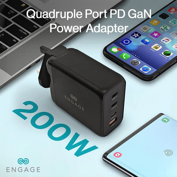 Engage, GaN Charger/Adapter (200W) – Black