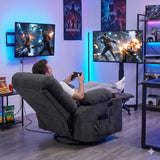 Black Bull Premium Sofa Swivel Rocker Recliner Fabric - Dark Grey