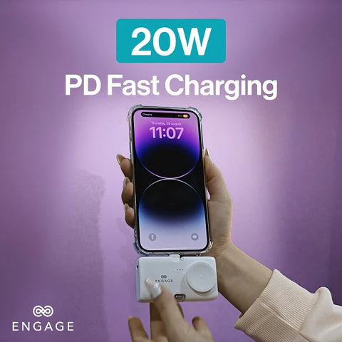 Engage, Portable Dual Port Lightning/USB-C & Watch Charging Power Bank (5000mAh)
