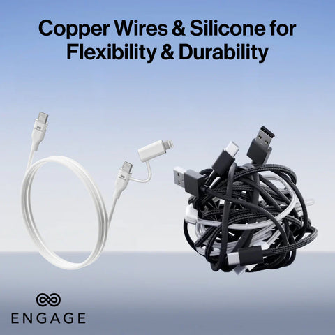 Engage, Super Soft Silicone, USB-C to USB-C Cable with Lightning Adapter
