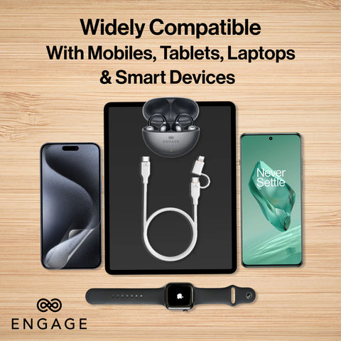 Engage, Super Soft Silicone, USB-C to USB-C Cable with Lightning Adapter