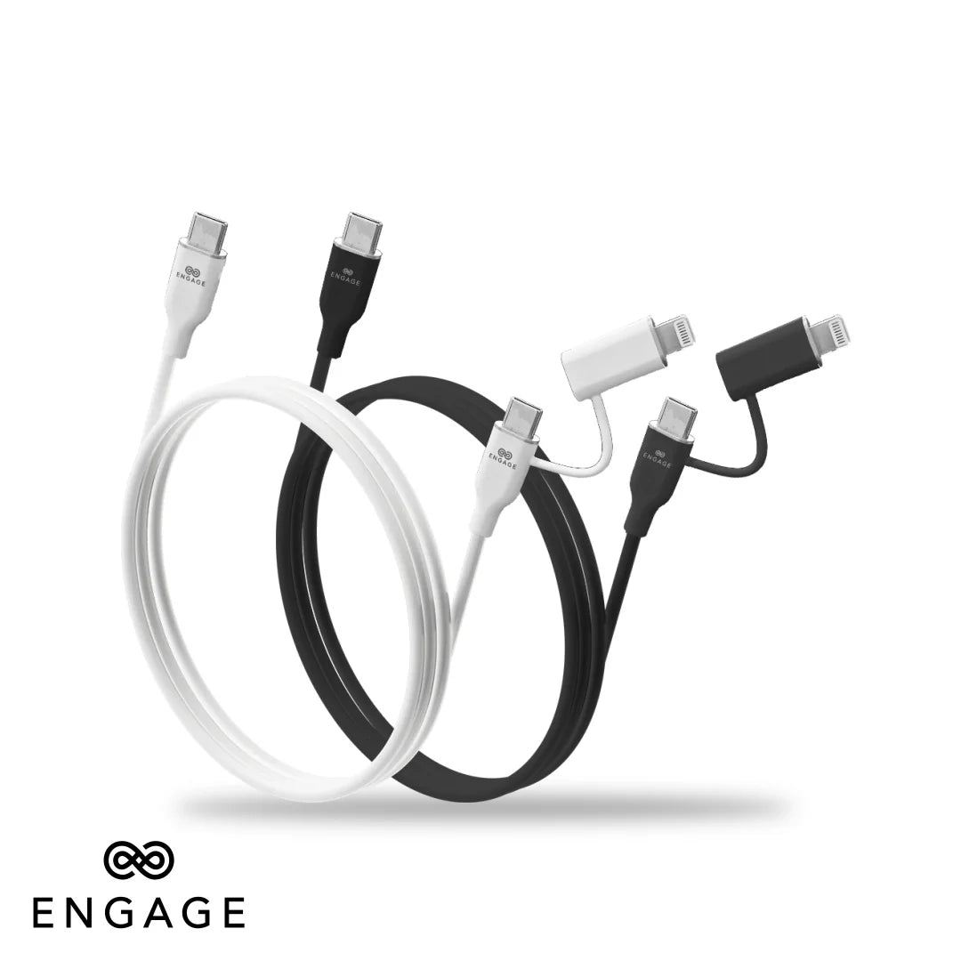 Engage, Super Soft Silicone, USB-C to USB-C Cable with Lightning Adapter