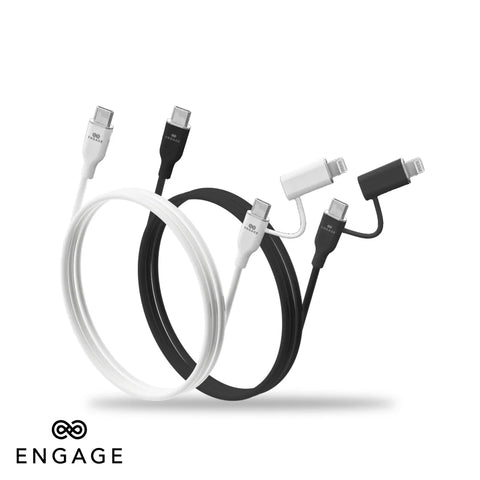 Engage, Super Soft Silicone, USB-C to USB-C Cable with Lightning Adapter