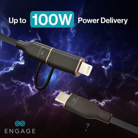 Engage, Super Soft Silicone, USB-C to USB-C Cable with Lightning Adapter