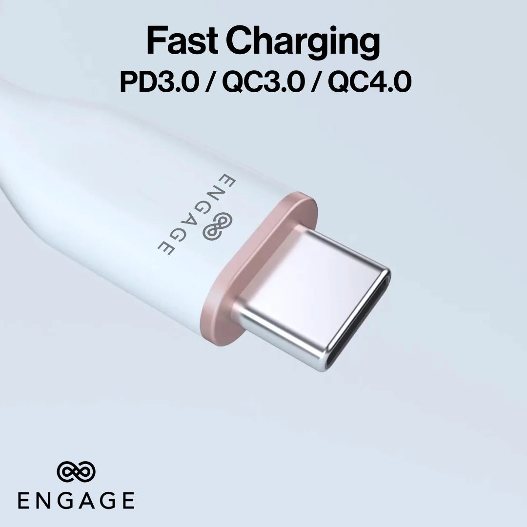 Engage, Super Soft Silicone, USB-C to USB-C Cable with Lightning Adapter