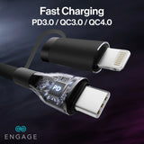 Engage, Super Soft Silicone, USB-C to USB-C Cable with Lightning Adapter