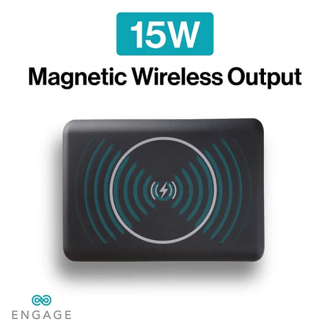 Engage, Compact Wireless Magnetic Power Bank (10000mAh) with USB-C Cable & LED Display (45W)