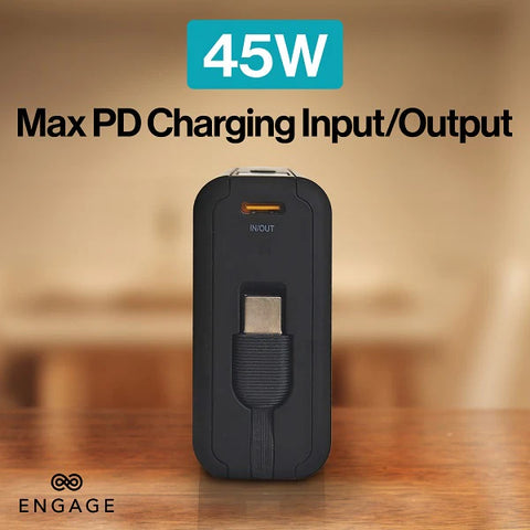 Engage, Compact Wireless Magnetic Power Bank (10000mAh) with USB-C Cable & LED Display (45W)