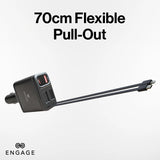 Engage, 4-in-1 Car Charger with Retractable Cables (USB-C/Lightning) & Dual USB Ports (120W)