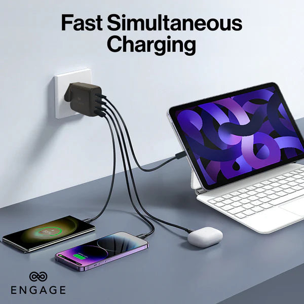Engage, Power Adapter with Interchangeable UK/EU Plug & 4 Ports (100W)