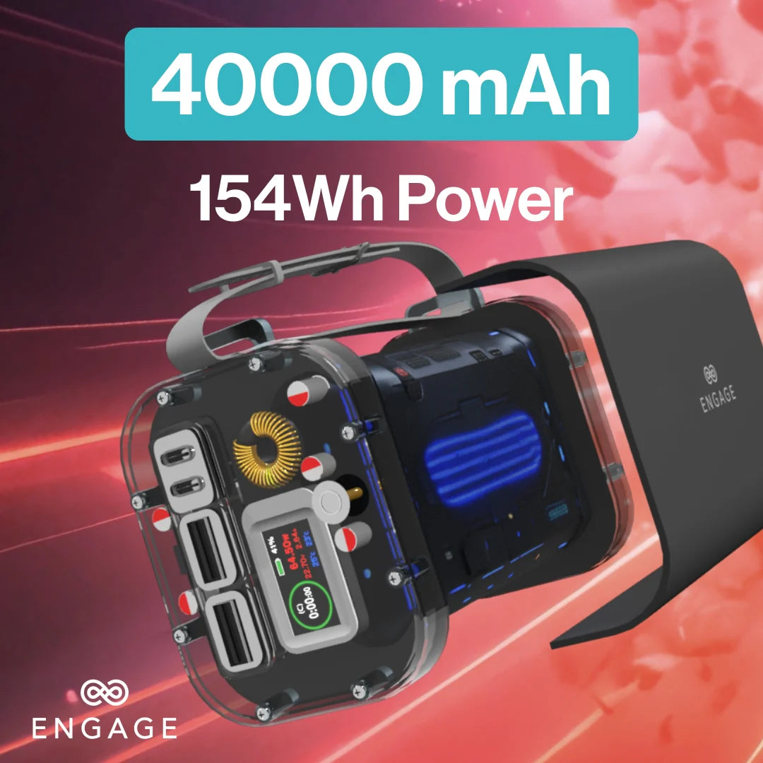 إنجايج، محطة طاقة صغيرة – 40000 مللي أمبير، 154 واط ساعة، USB-C بقدرة 100 واط PD، شحن سريع متعدد المنافذ