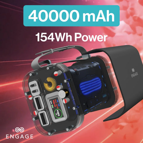 إنجايج، محطة طاقة صغيرة – 40000 مللي أمبير، 154 واط ساعة، USB-C بقدرة 100 واط PD، شحن سريع متعدد المنافذ