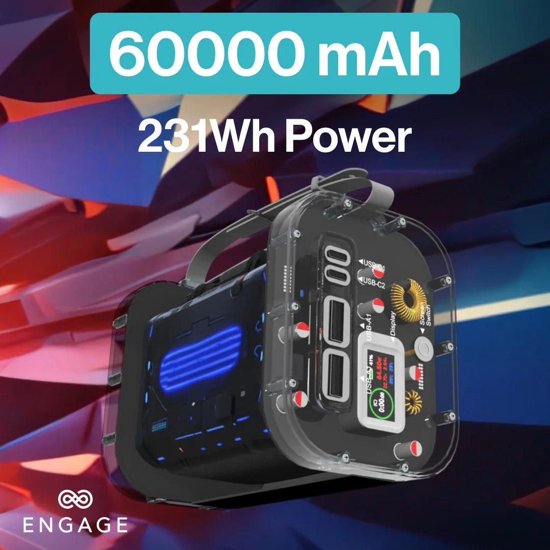 Engage Mini Power Station - 60000mAh, 231Wh, 140W PD USB-C, Multi-Port Fast Charging