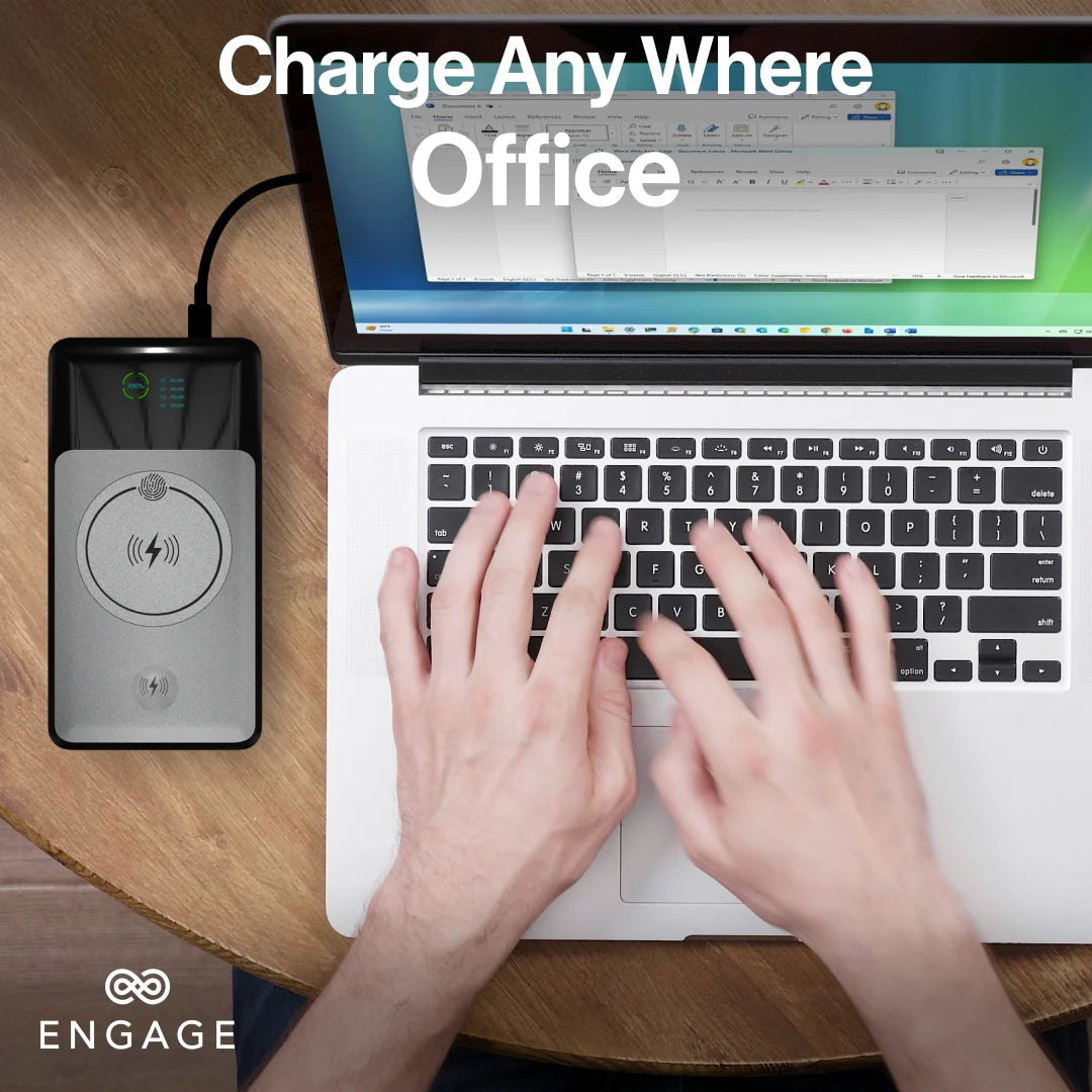 Engage, Power Bank (25000 mAh) – Dual Wireless Charging, 3 USB-C, 1 USB-A
