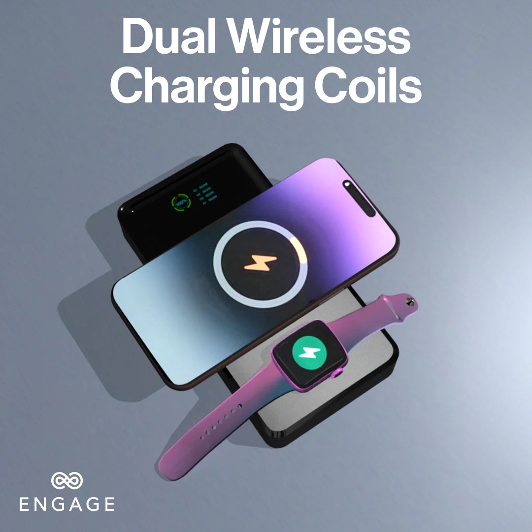 Engage, Power Bank (25000 mAh) – Dual Wireless Charging, 3 USB-C, 1 USB-A