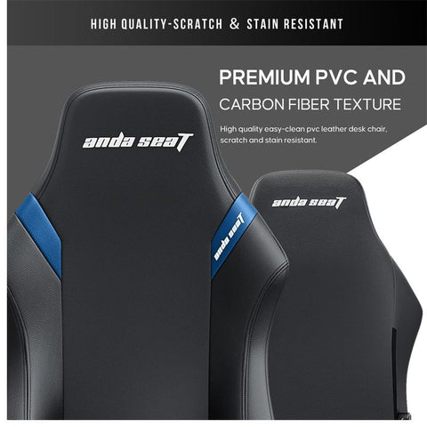 Andaseat Luna Pro with Footrest, Large Gaming Chair, PVC Leather