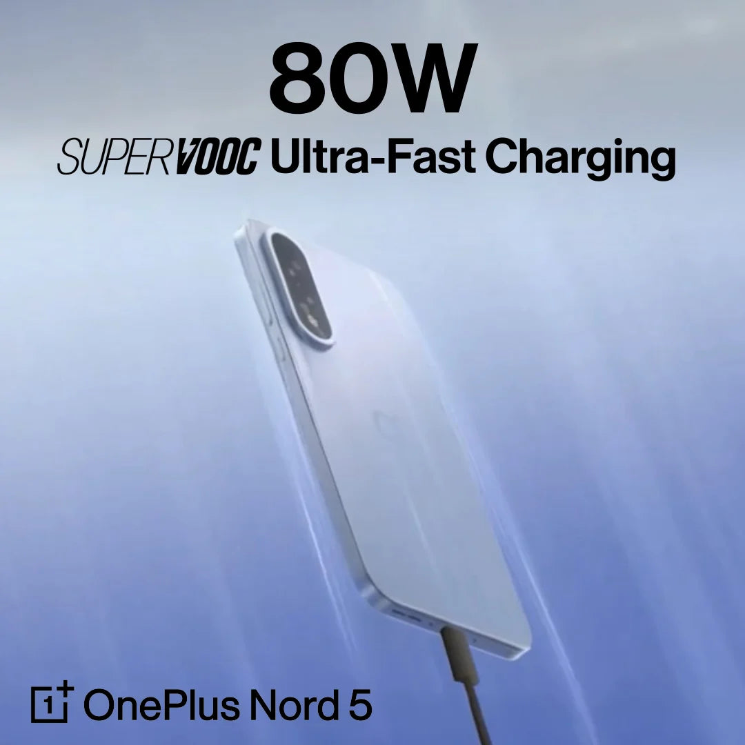 OnePlus Nord 5 5G – 6.83-inch 144Hz Swift AMOLED, 12GB RAM, 512GB Storage, Snapdragon 8s Gen 3, 80W Fast Charging
