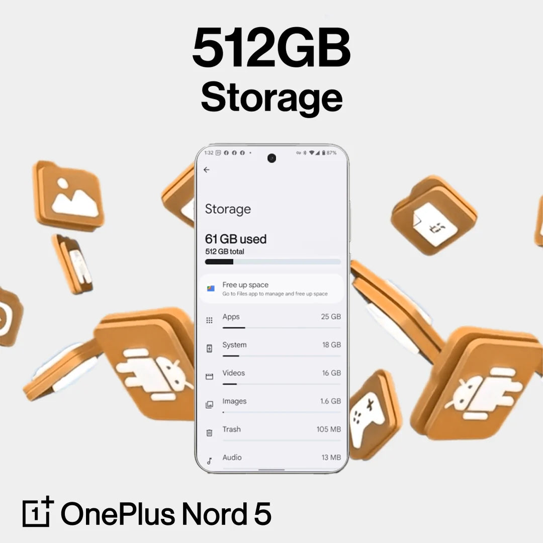 OnePlus Nord 5 5G – 6.83-inch 144Hz Swift AMOLED, 12GB RAM, 512GB Storage, Snapdragon 8s Gen 3, 80W Fast Charging