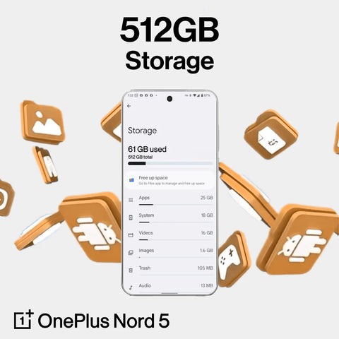 OnePlus Nord 5 5G – 6.83-inch 144Hz Swift AMOLED, 12GB RAM, 512GB Storage, Snapdragon 8s Gen 3, 80W Fast Charging