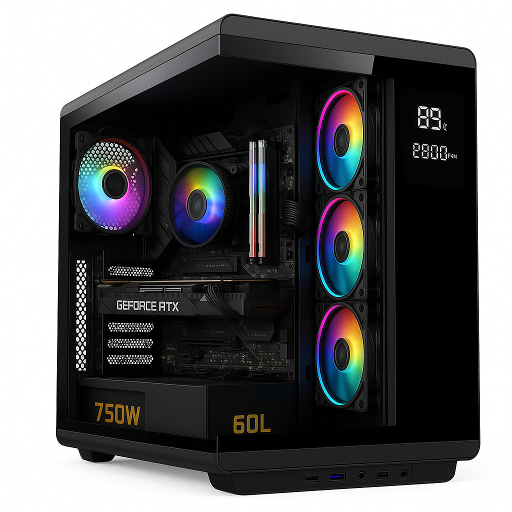 تجميعة كمبيوتر ألعاب قيمنق (Intel Core i5-14400F, RTX 5060 Ti) – رام 16 جيجابايت DDR5، هارد 1 تيرا بايت NVMe SSD، مع نظام Windows 11 Pro
