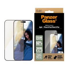 PanzerGlass® EyeCare Screen Protector Anti-Reflective & Bluelight iPhone 16 Plus | Ultra-Wide Fit