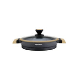 Daewoo 28 cm Shallow Granite Casserole with Lid - Black & Brwon
