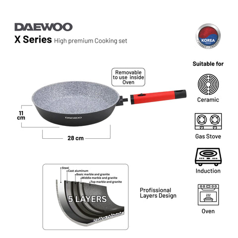 Daewoo Granite Pan 28 cm - Red / Black