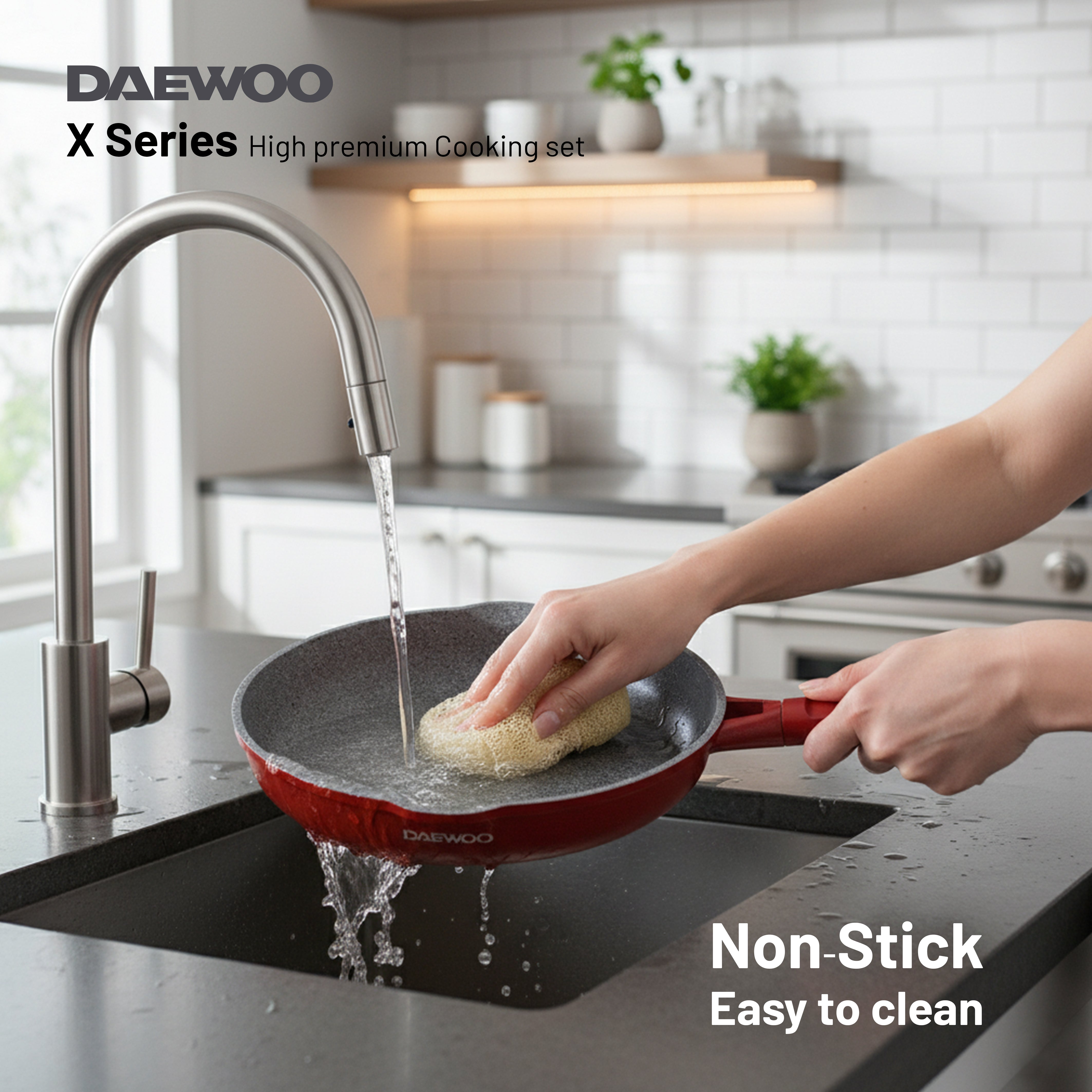 Daewoo Granite Frying Pan 28 cm - Red