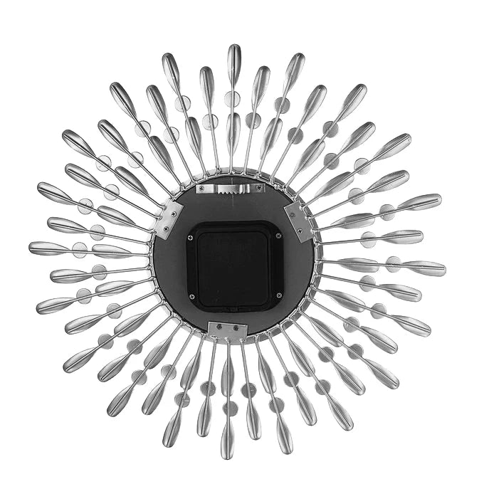 Modern Decorative Sunburst Wall Clock with Crystal Accents, Bold Numerals & Silent Quartz Sweep Movement