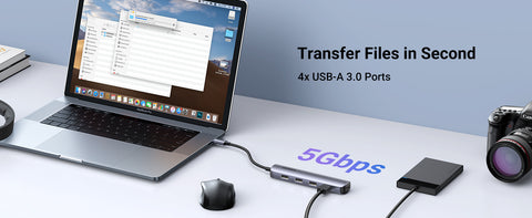 UGREEN CM417, USB-C to 4*USB 3.0+HDMI Adapter - Gray