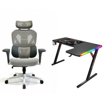 Sades Phoenix Adjustable Mesh Gaming Chair with Gamax RGB Carbon Fiber Gaming Table
