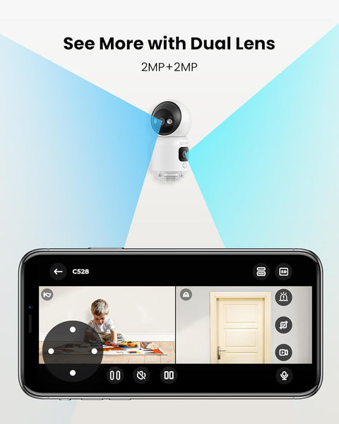 ZOSI INDOOR PT CAMERA WITH DUAL LENS 2MP+2MP