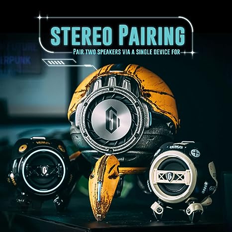 GravaStar Mars Pro Bluetooth 5.0 Speaker with Bass Boost and Stereo Sound- War Damaged Yellow