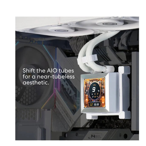 LIAN LI, Hydro-Shift LCD AIO 360mm Liquid CPU Cooler with 2.88" IPS LCD Screen - White