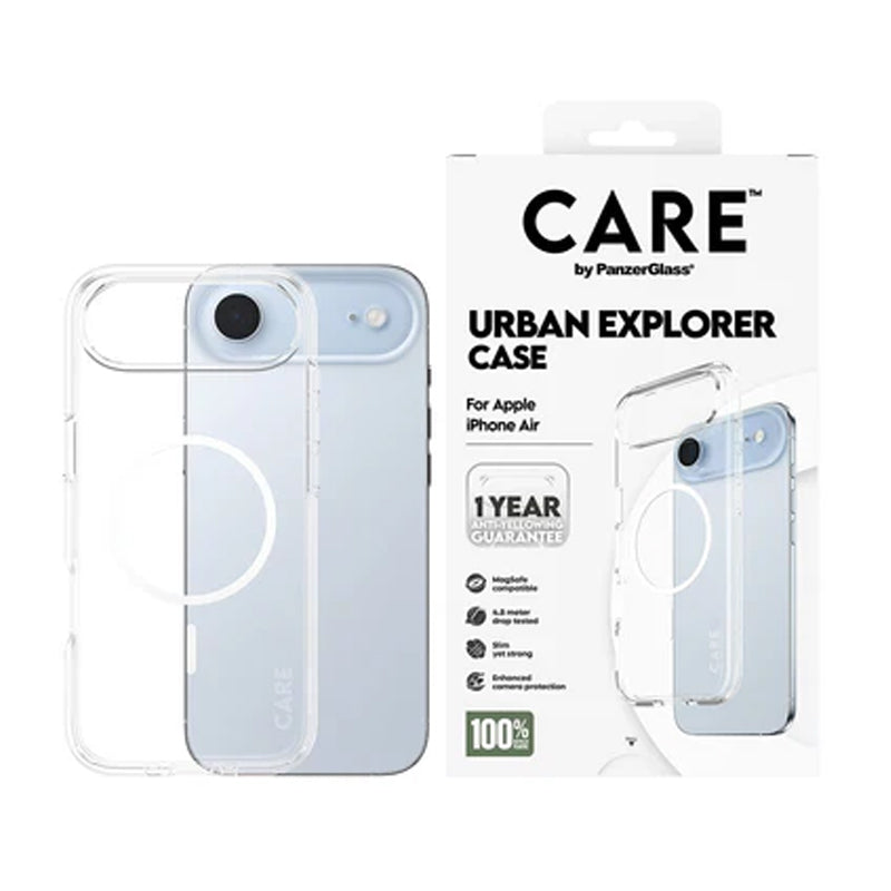Care by PanzerGlass Flagship Case Transparent Urban Explorer w. White MagSafe iPhone 17, 17 Air, 17 Pro, 17 Pro Max