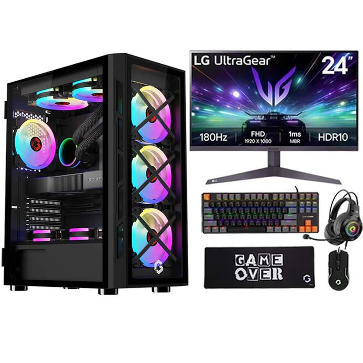 i5 Gaming PC, i5-12400F, RTX 5050 8GB, Windows 11 Pro with Gaming Monitor and 4in1 Gaming Kit