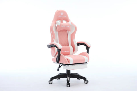 Oartex Model LD034 PVC Gaming Chair With Footrest - Pink & White