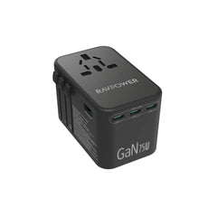 شاحن سفر RAVPOWER RP-PC1043 PD GaN 75W بأربعة منافذ - أسود 